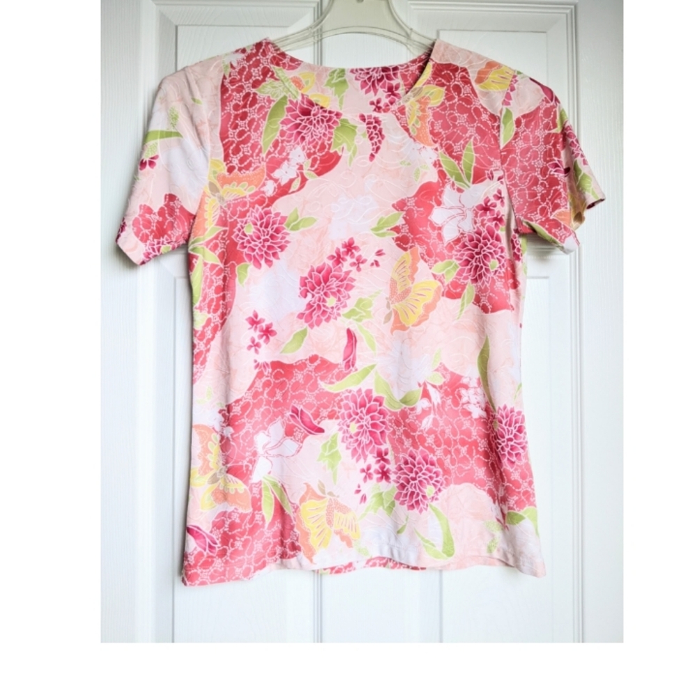 JM Collection floral textured blouse size S